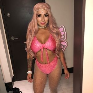 Pink holographic bodysuit